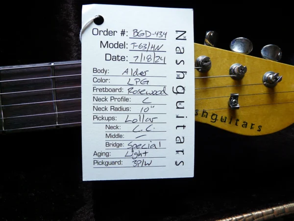 New 2024 Bill Nash Charlie Christian T-63 Telecaster Guitar. Lollar bridge. Rosewood neck, Les Paul Gold - Image 6